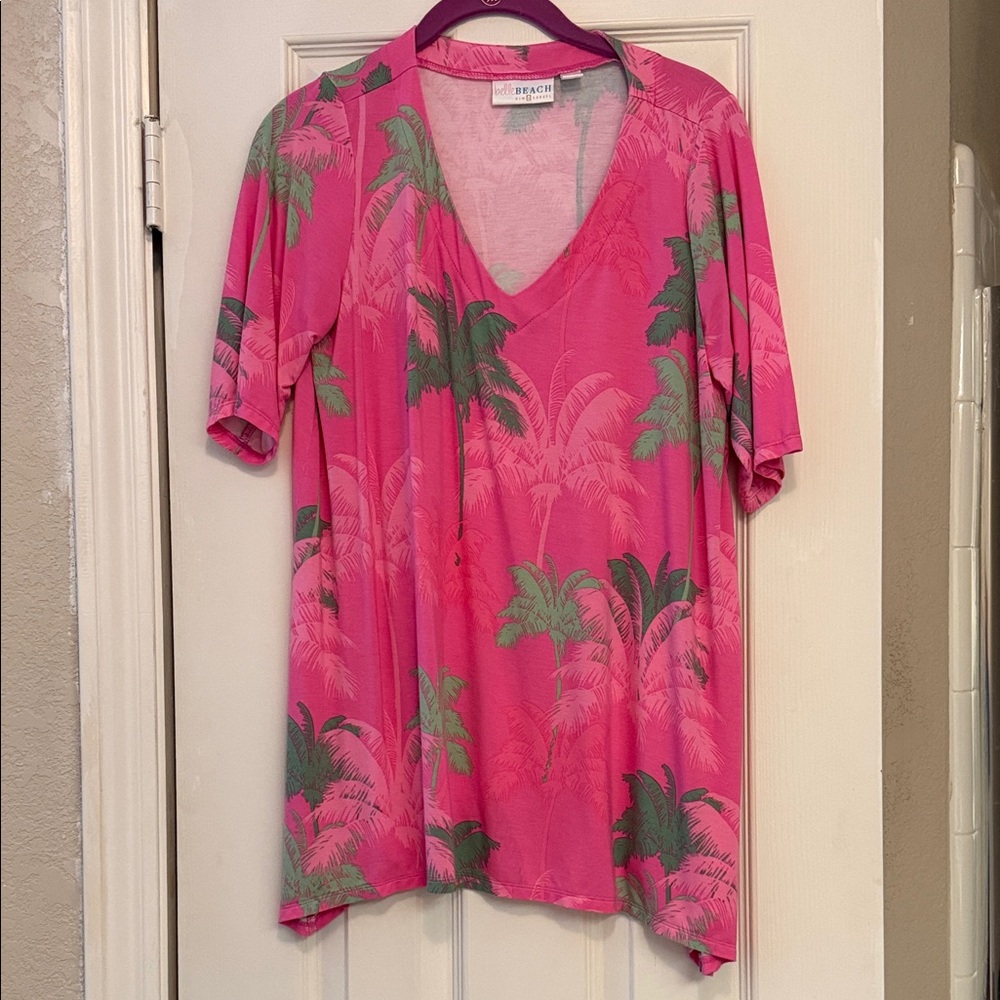 Pink Palm Print Women's Top